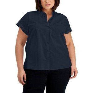 AD-2401 Style & Co Plus Size Cotton Camp Shirt Blue Size 3X